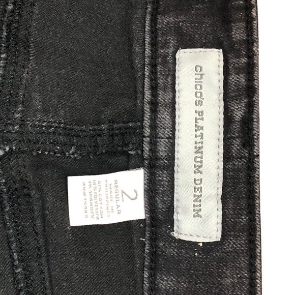 CHICOS PLATINUM DENIM Womens Size 2 Reg Cotton Spandex Slim Leg Charcoal EUC - Picture 4 of 13